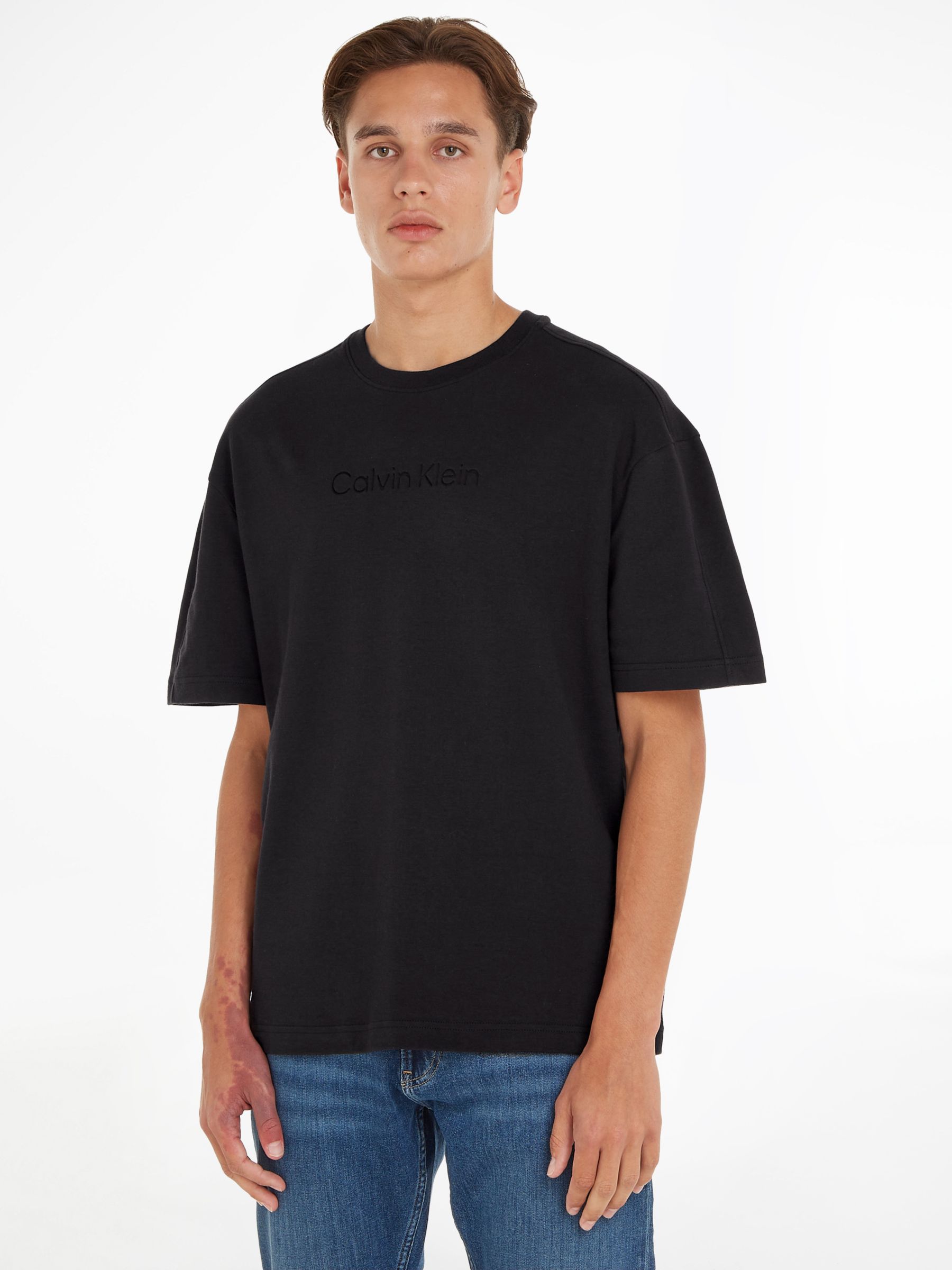 Calvin Klein Logo Comfort T-Shirt, Ck Black at John Lewis & Partners