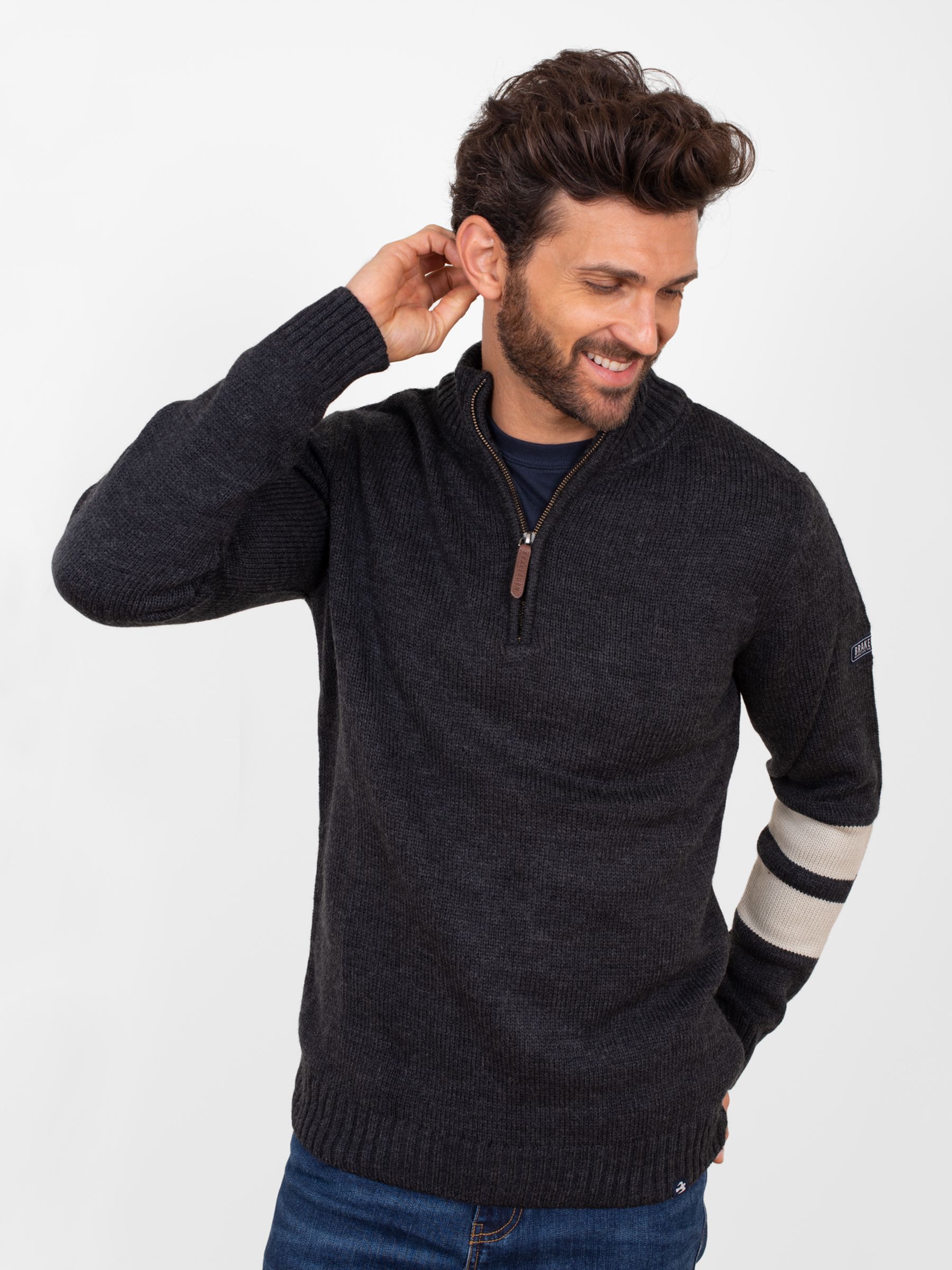 Brakeburn Quarter Zip Jumper, Dark Grey at John Lewis & Partners