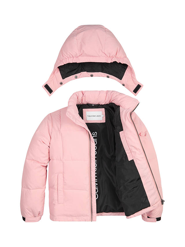 Calvin Klein Kids' Chest Logo Quilted Puffer Jacket, Pink Blush