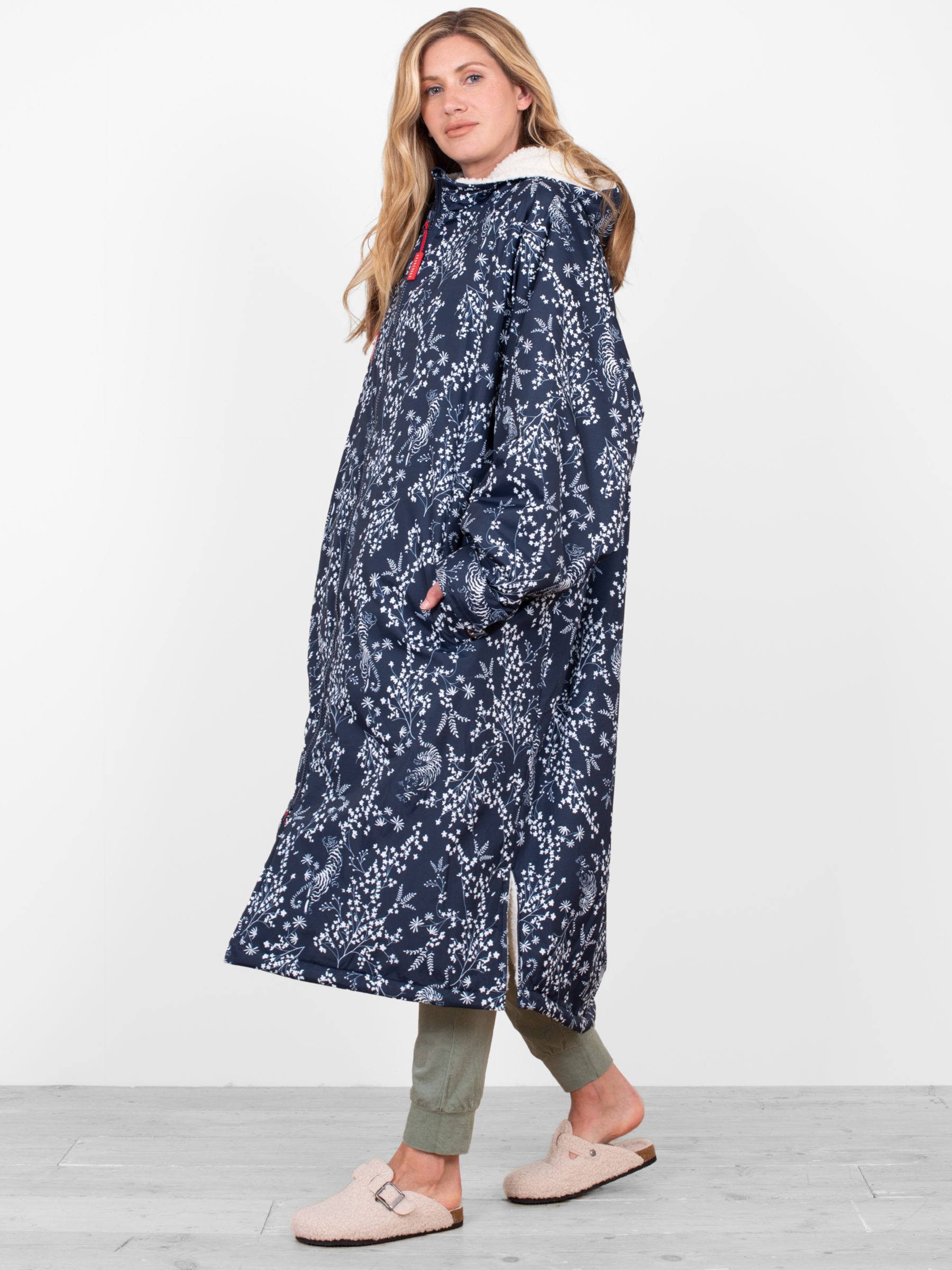 Brakeburn Tiger Floral Print Chinook Changing Robe Coats, Navy at John ...