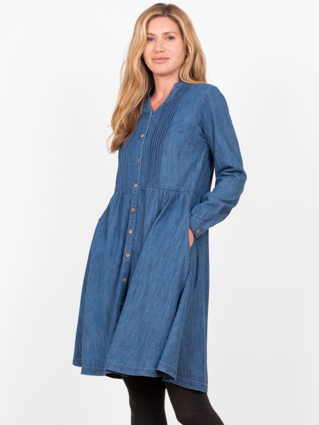 Brakeburn Maple Pintuck Shirt Dress, Navy, 6