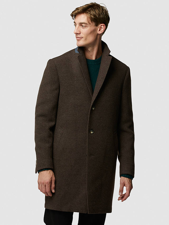 Rodd & Gunn Clarendon Wool Blend Overcoat, Walnut at John Lewis & Partners