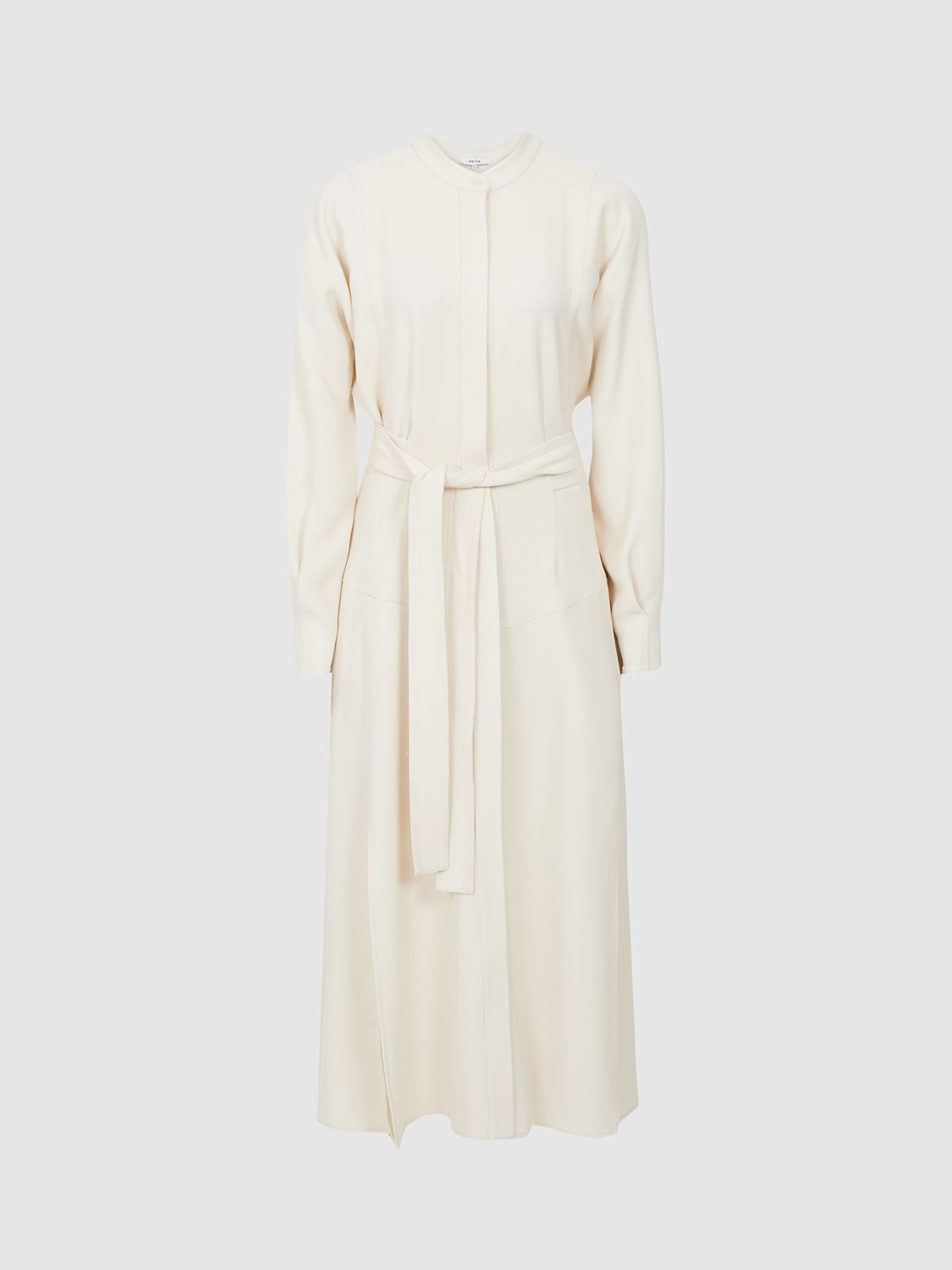 Reiss Darcy Belted Midi Shirt Dress, Neutral at John Lewis & Partners