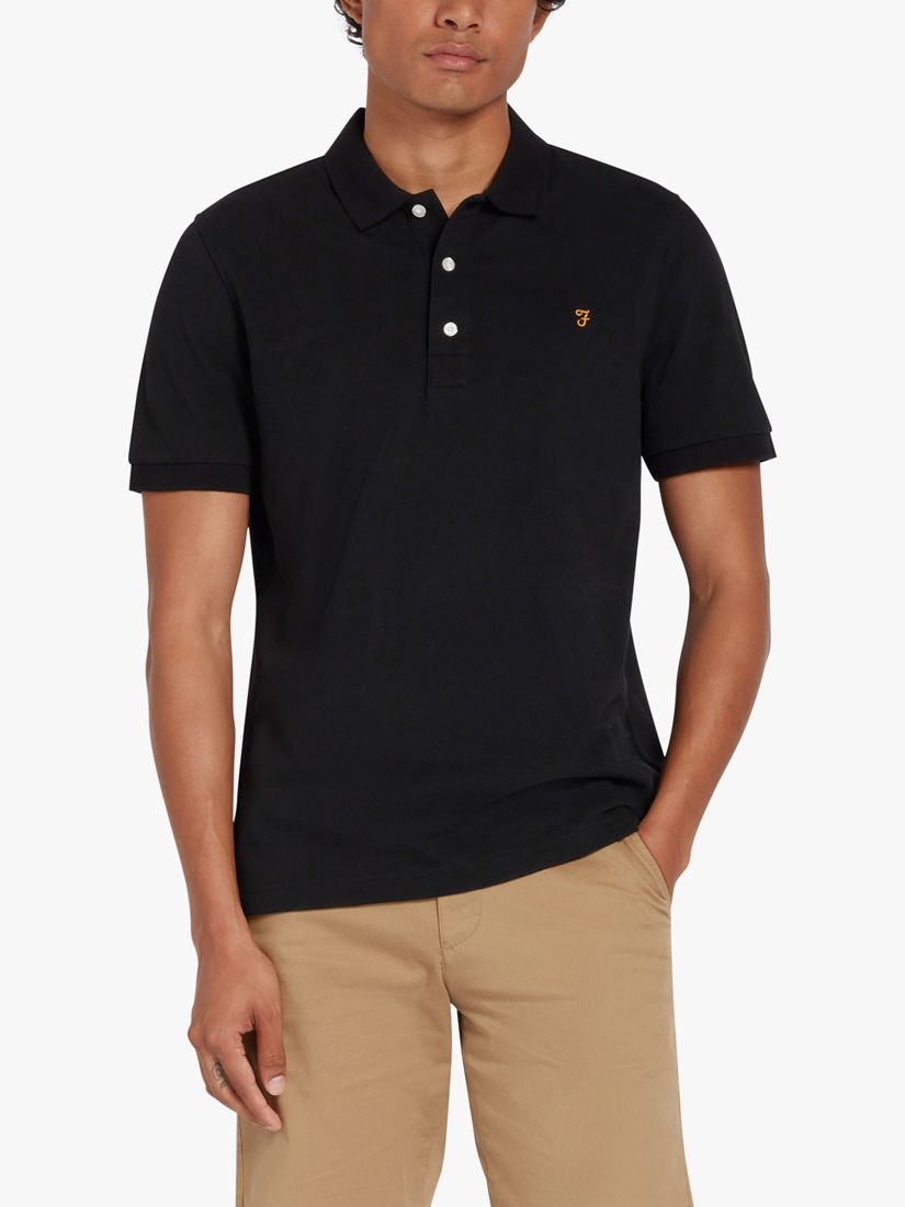 Farah Blanes Short Sleeve Polo Top, Black at John Lewis & Partners