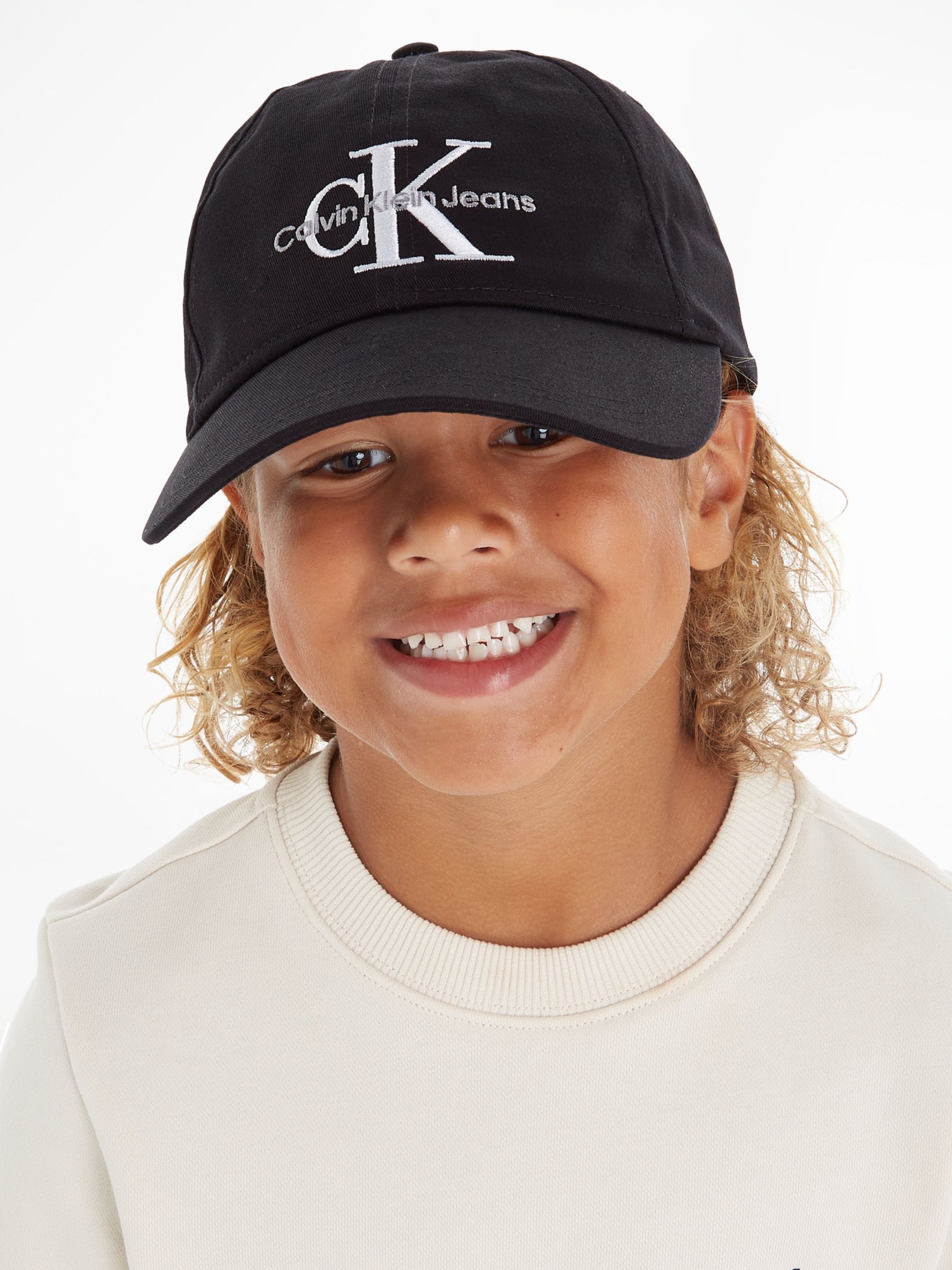Calvin Klein Jeans Monogram Logo Baseball Cap, Black at John Lewis &  Partners