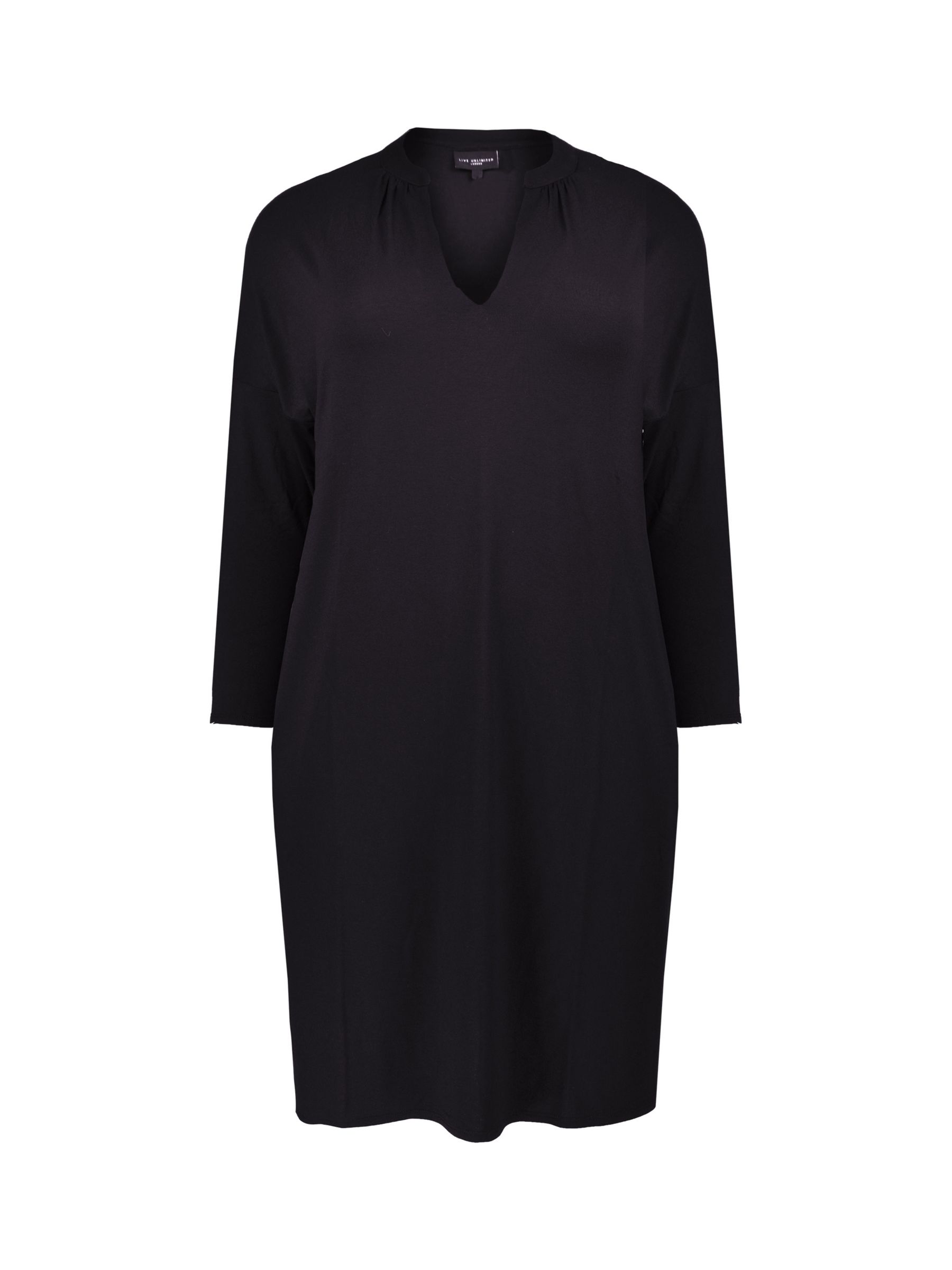Live Unlimited Neru Collar Jersey Dress, Black at John Lewis & Partners