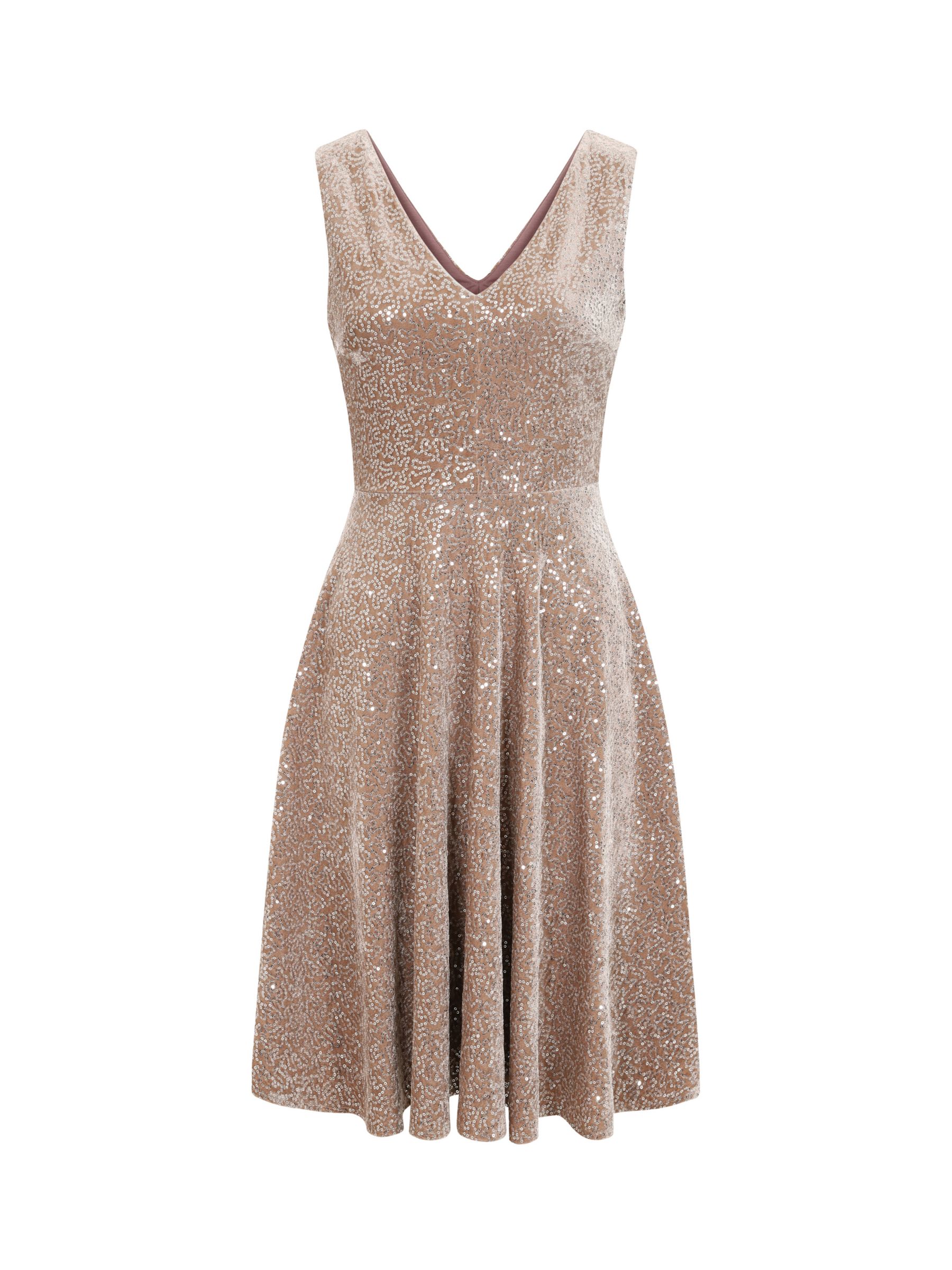 HotSquash Sequin Velvet Dress, Cream/Silver, 8