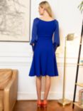 HotSquash Blouson Sleeve Flare Dress, Royal Blue