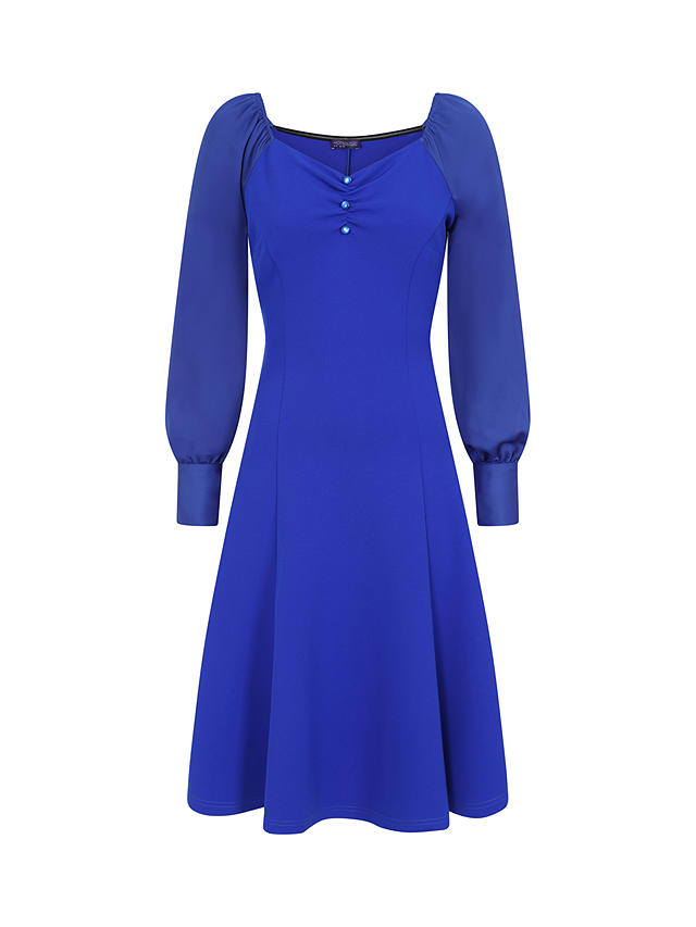 HotSquash Blouson Sleeve Flare Dress, Royal Blue