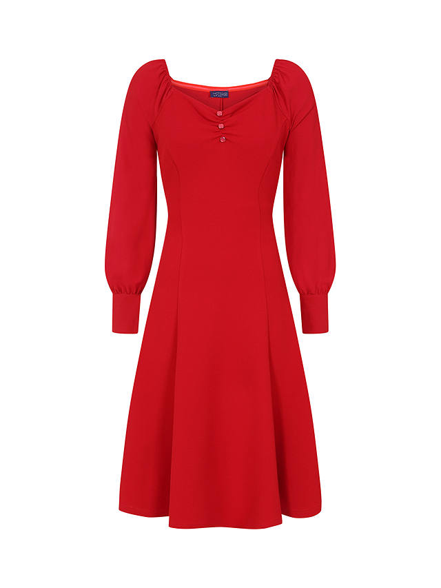 HotSquash Blouson Sleeve Flare Dress, Red