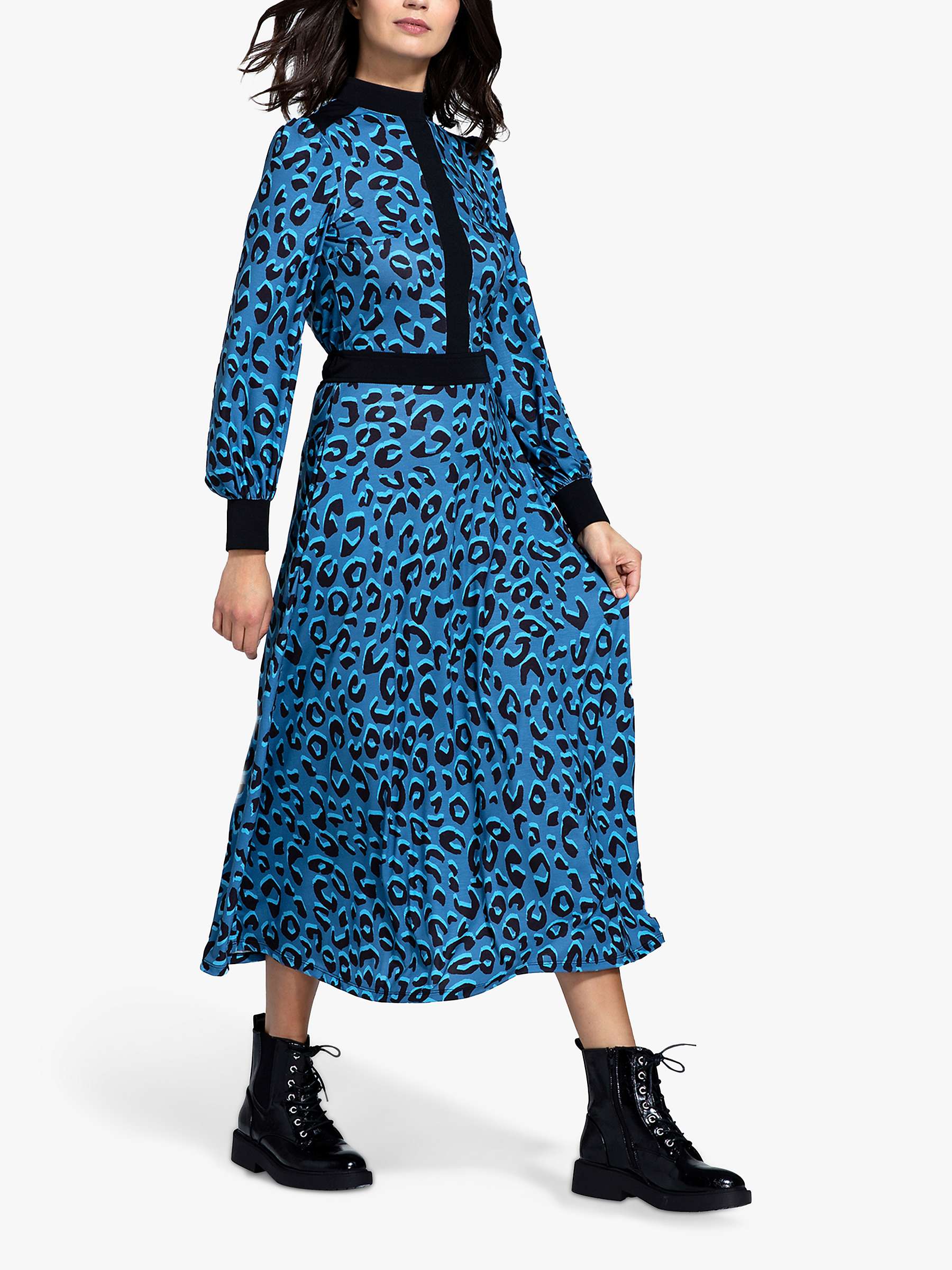 Buy HotSquash Leopard Print Panelled Midi Dress, Ice Blue Online at johnlewis.com