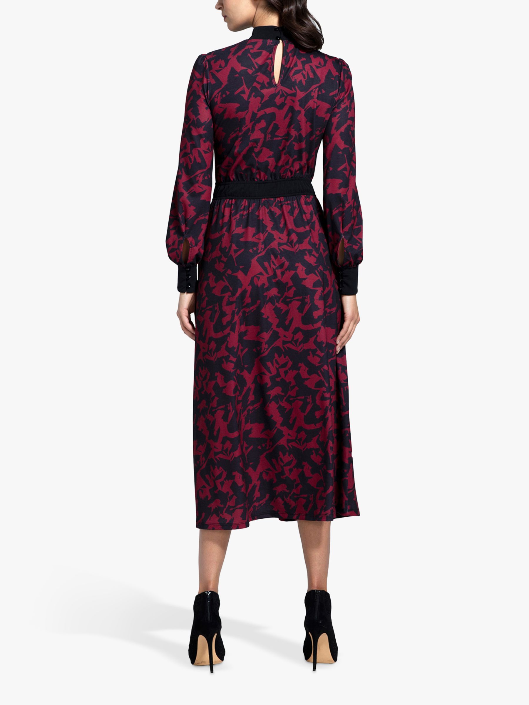 HotSquash Camouflage Abstract Print Panelled Midi Dress, Burgundy at ...