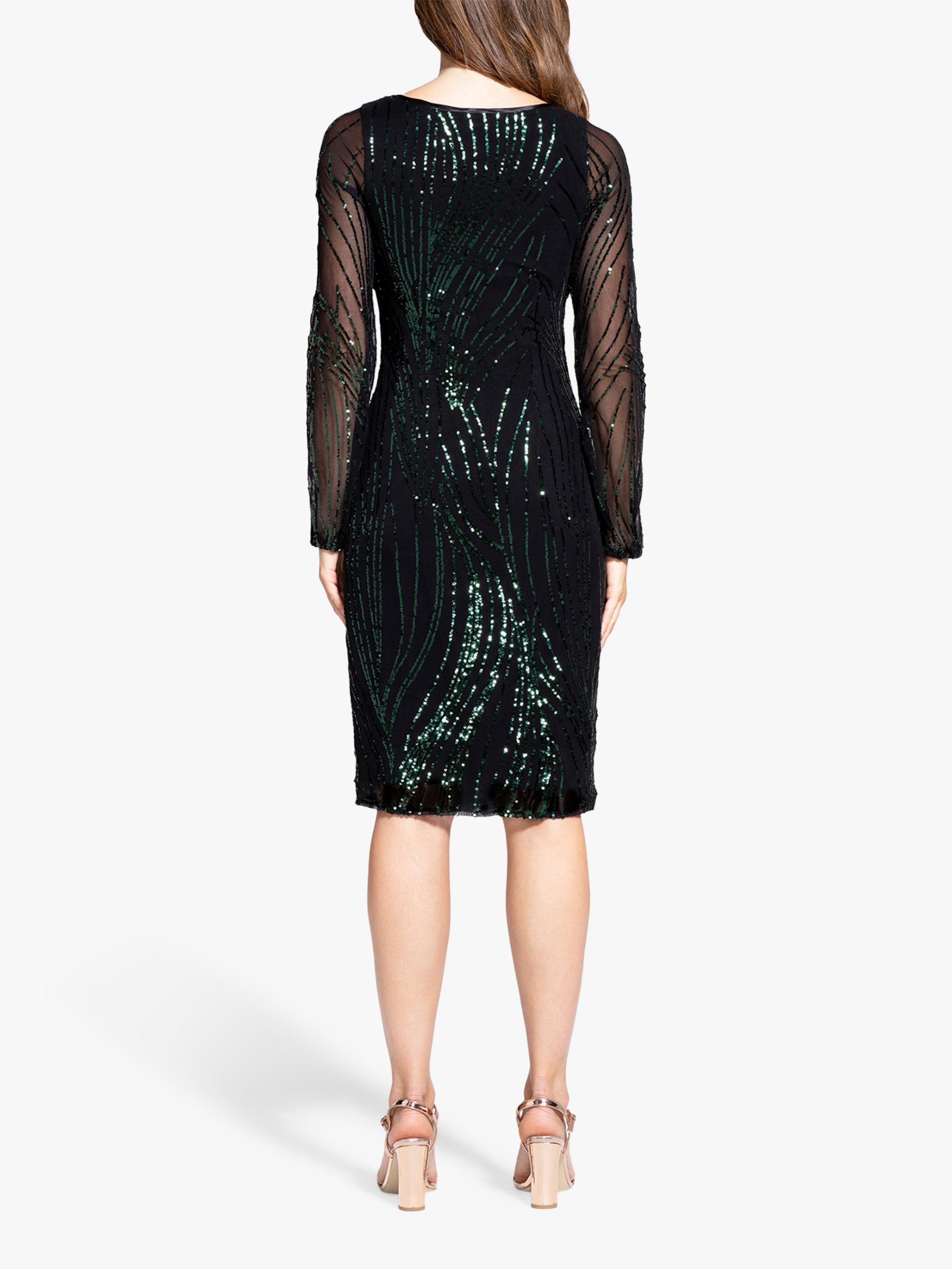 Buy HotSquash Blouson Sleeve Sequin Stripe Dress, Bottle Green Online at johnlewis.com