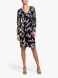 HotSquash Blouson Sleeve Abstract Sequin Dress, Firecracker Black