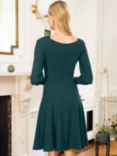 HotSquash Blouson Sleeve Flare Dress, Bottle Green