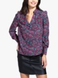 HotSquash Ditsy Floral Print Smart Blouse, Burgundy/Multi