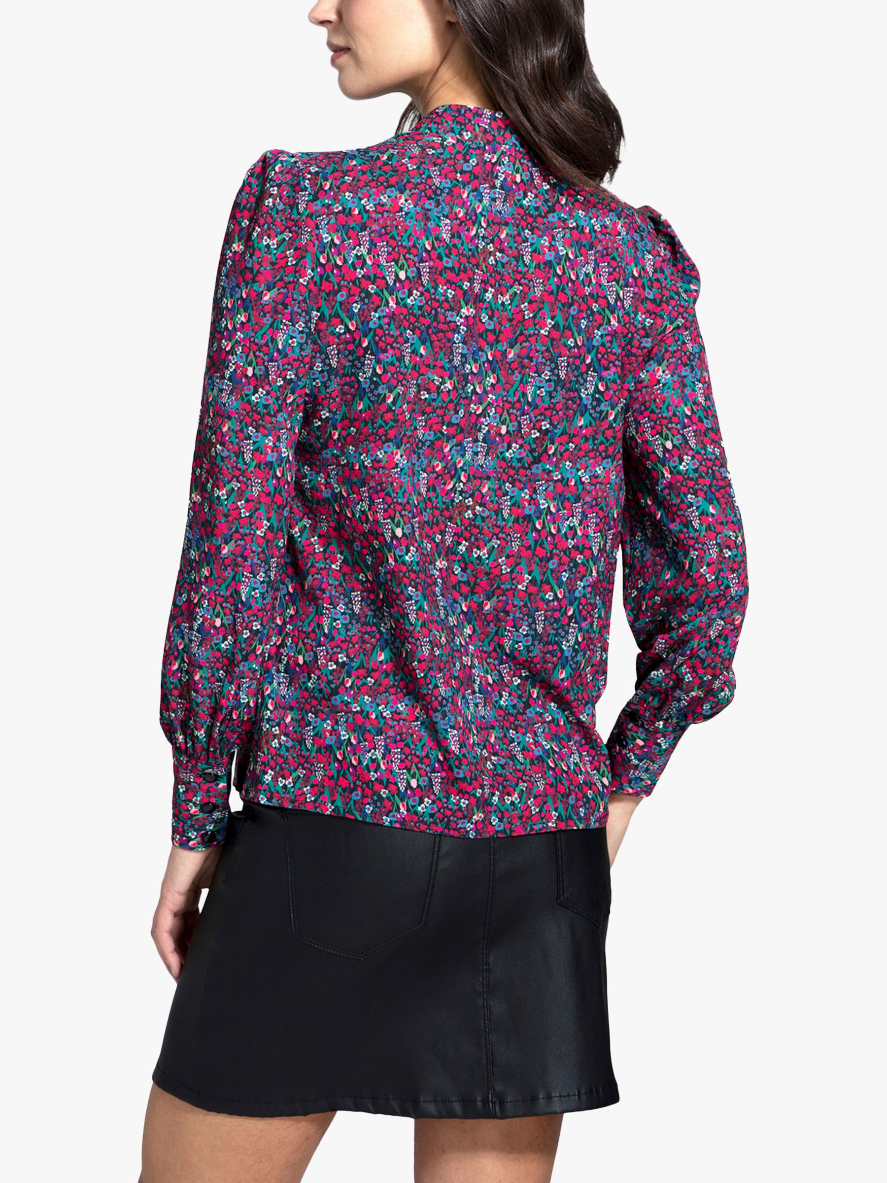 Buy HotSquash Ditsy Floral Print Smart Blouse, Burgundy/Multi Online at johnlewis.com