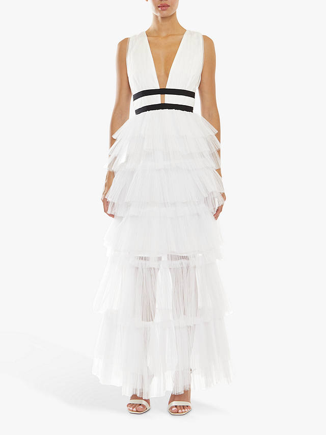 True Decadence Tiered Tulle Maxi Dress, White at John Lewis & Partners
