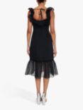 True Decadence Linen Tiered Hem Midi Dress, Black