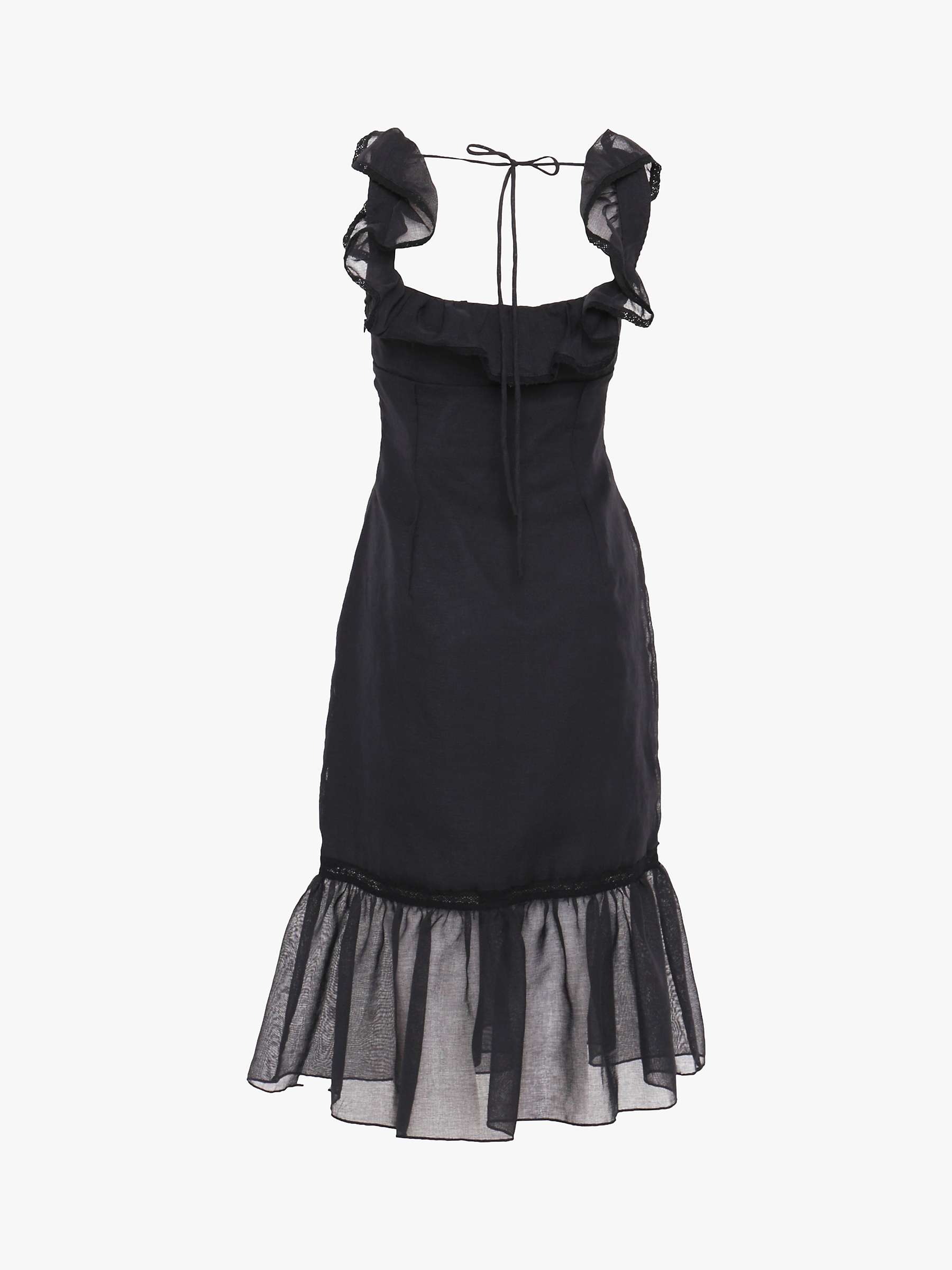 Buy True Decadence Linen Tiered Hem Midi Dress, Black Online at johnlewis.com