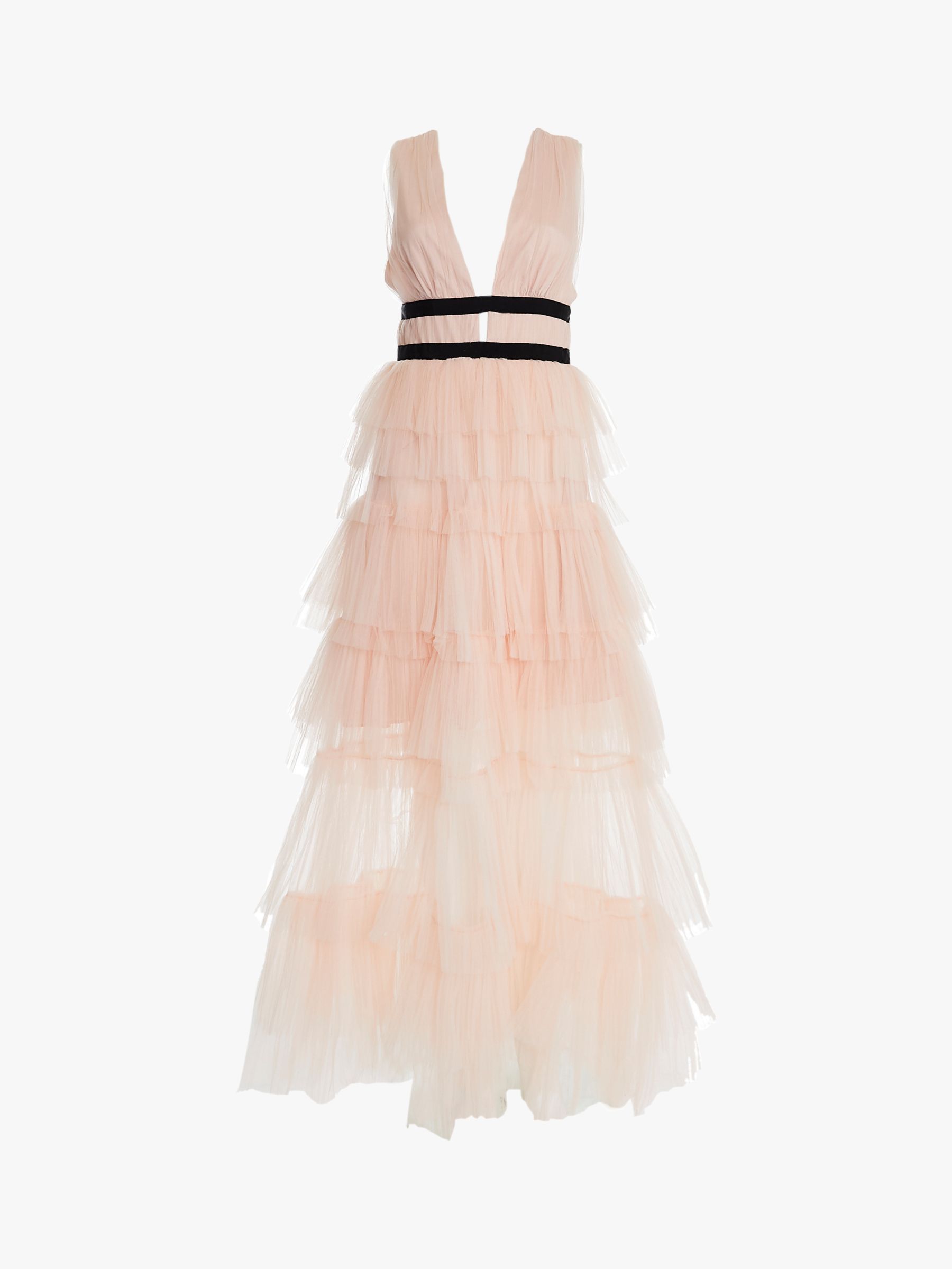 True Decadence Tiered Tulle Maxi Dress, Peachy Nude at John Lewis ...