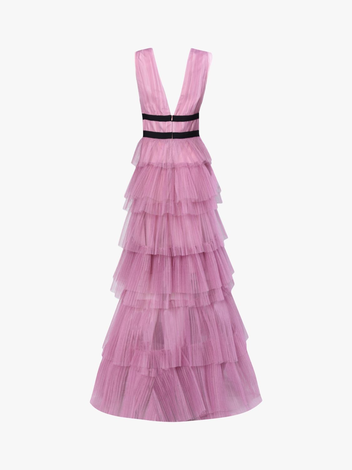 True Decadence Tiered Tulle Maxi Dress, Dark Pink, 6