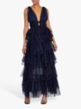 True Decadence Tiered Tulle Maxi Dress, Dark Navy