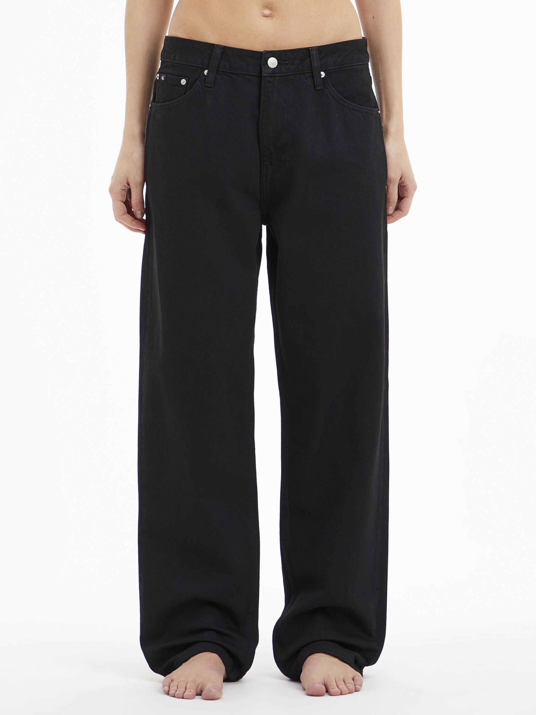 Calvin Klein 90s Straight Leg Jeans, Black Denim Rinse at John Lewis &  Partners