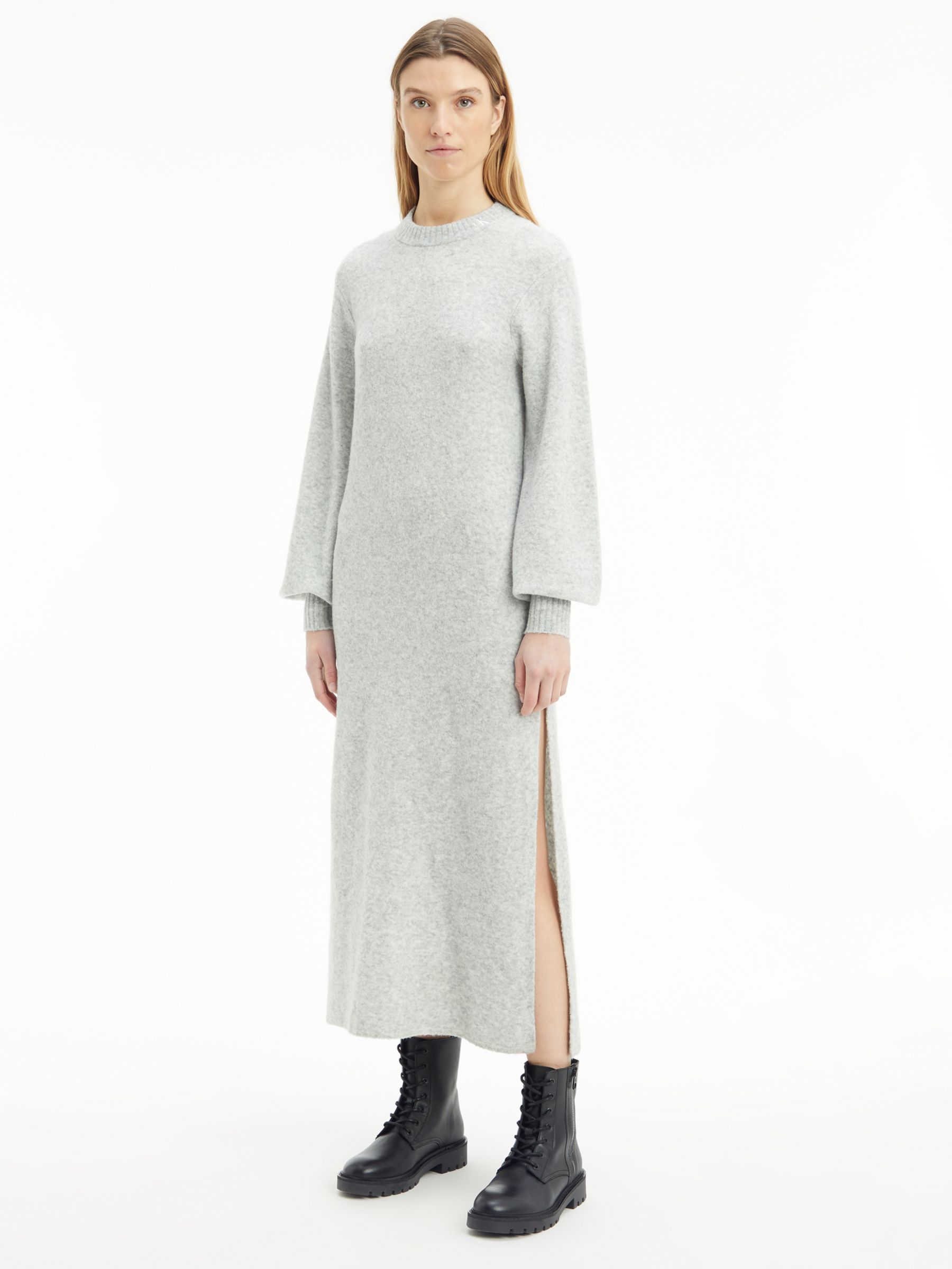 Calvin Klein Fluffy Yarn Maxi Jumper Dress, Light Grey Heather at John  Lewis & Partners