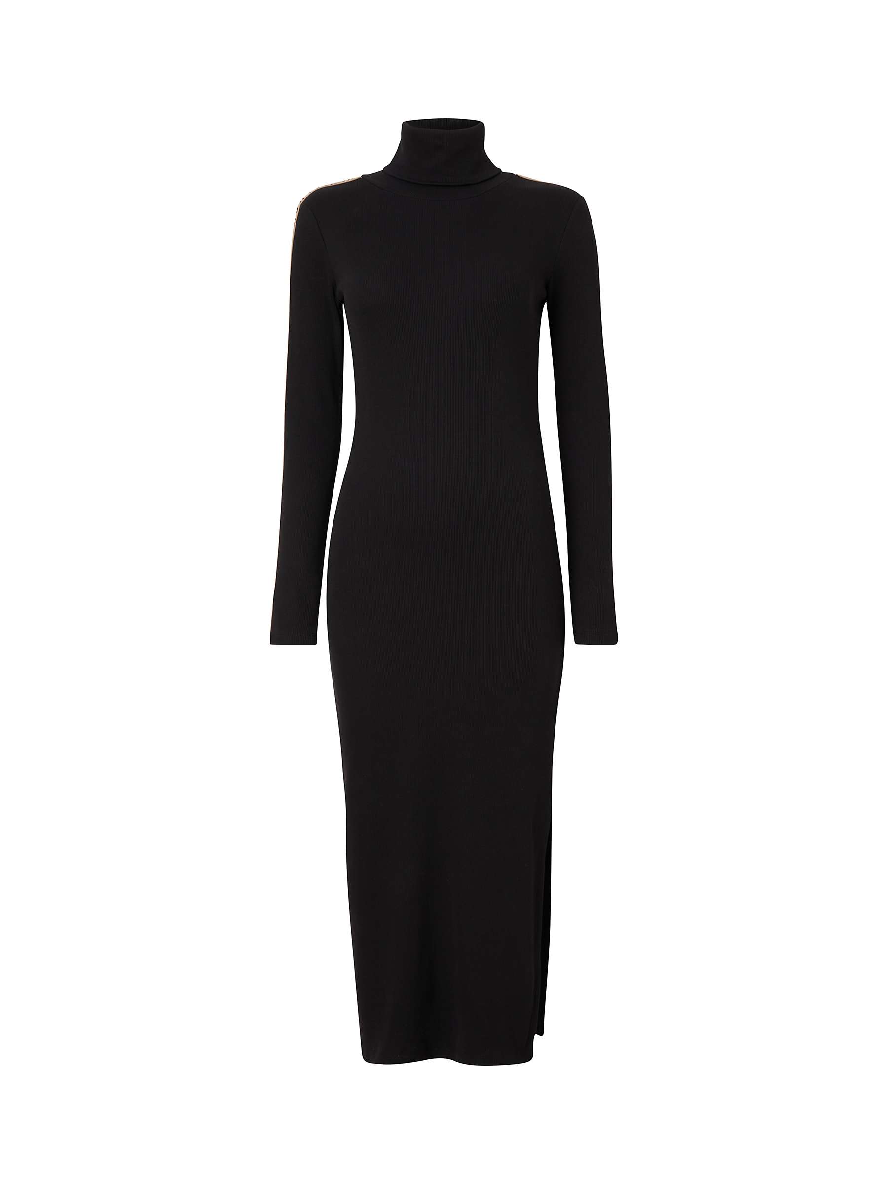 Calvin Klein Roll Neck Rib Dress, Ck Black at John Lewis & Partners