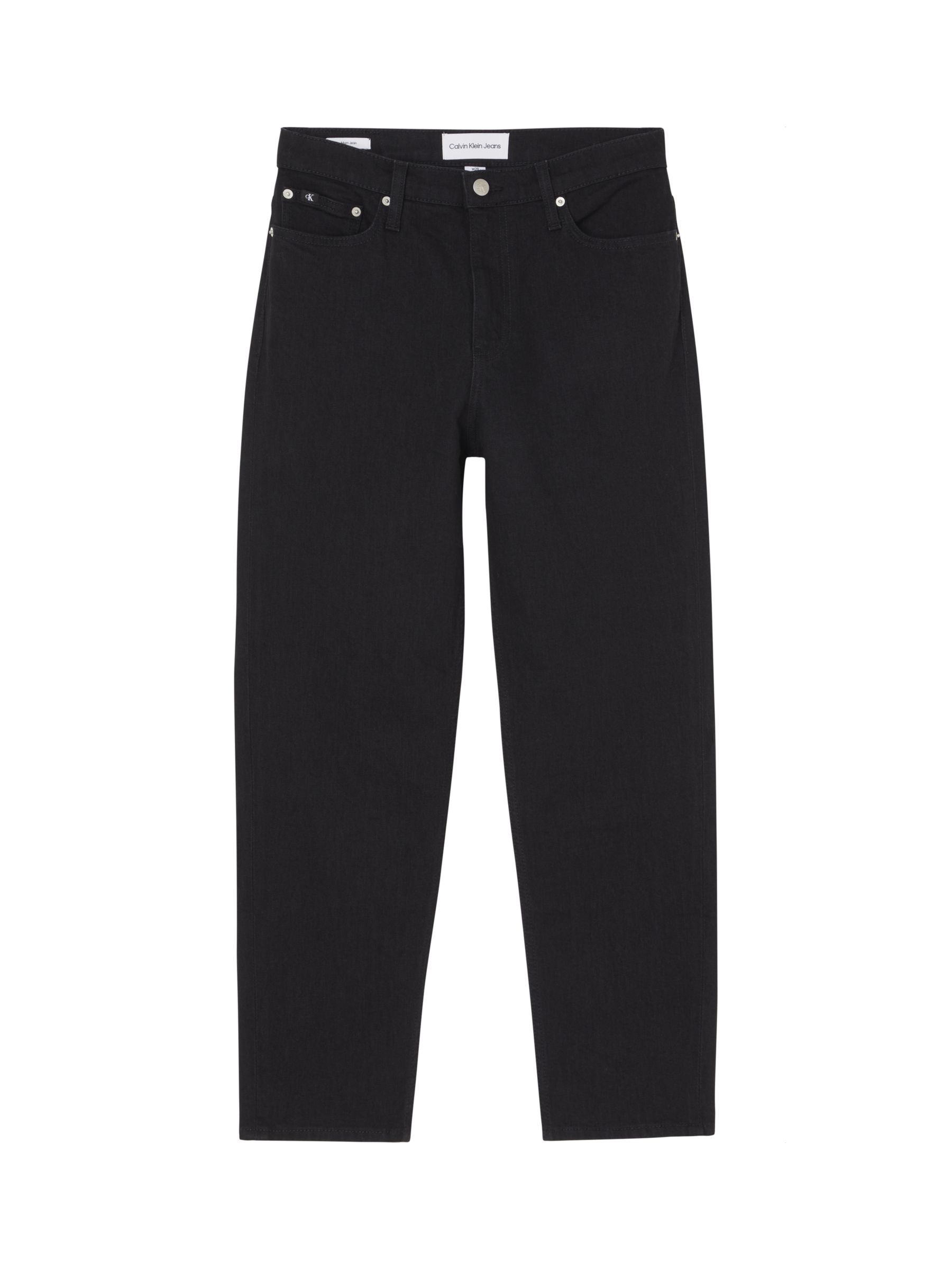 Calvin Klein Mom Fit Cropped Jeans, Black Denim Rinse, 26