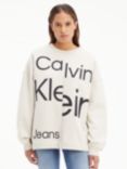 Calvin Klein Bold Disrupted Logo Sweatshirt, Eggshell/CK Black