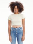 Calvin Klein Organic Cotton Blend Logo Tape Cropped T-Shirt
