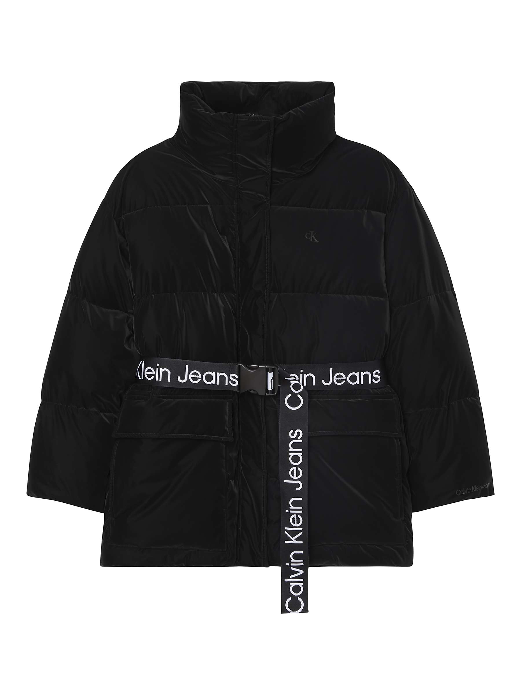 Buy Calvin Klein Soft Touch Belted Puffer Coat, Black Online at johnlewis.com