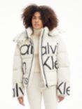 Calvin Klein Bold Disrupted Logo Puffer Jacket, Eggshell/CK Black