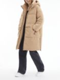 Calvin Klein Faux Suede Long Puffer Jacket, Timeless Camel