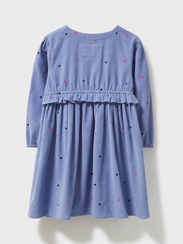 Crew Clothing Kids' Embroidered Spot Dress, Navy Blue