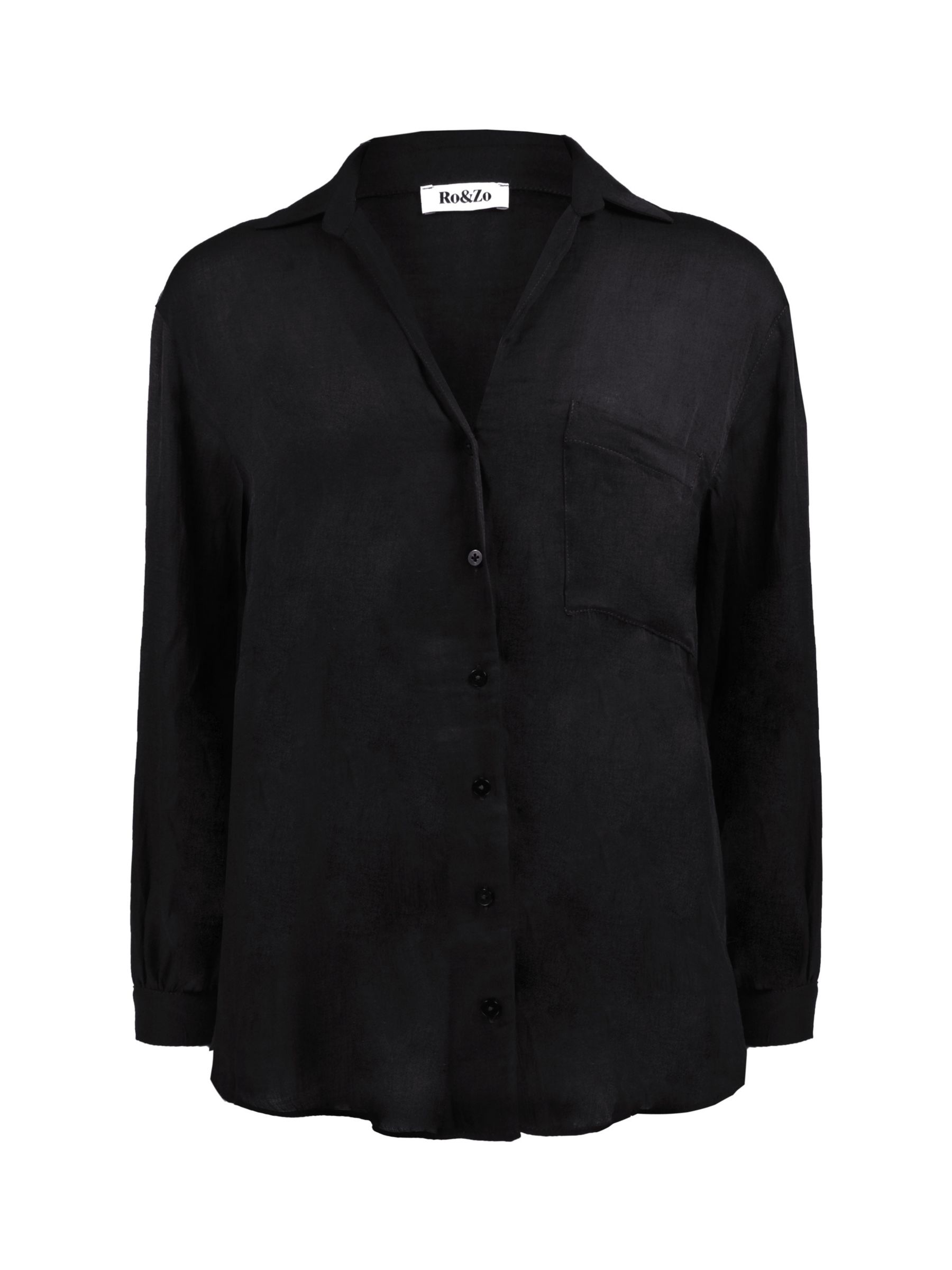 Ro&Zo Ruffle Relaxed Fit Shirt, Black at John Lewis & Partners