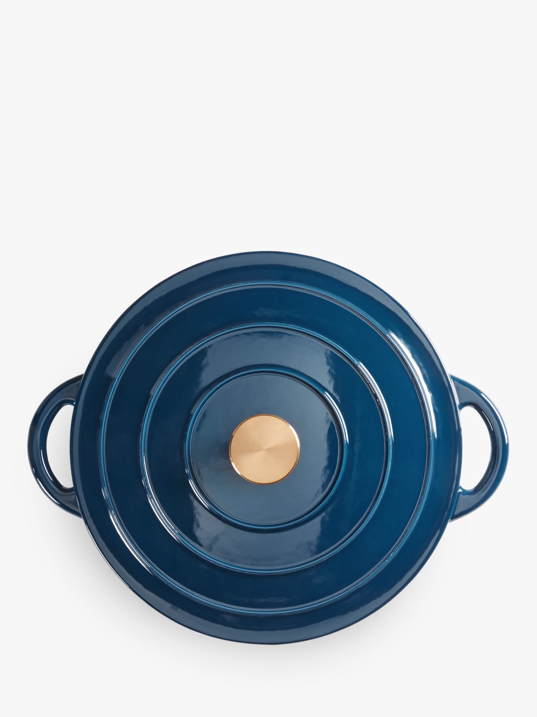 John Lewis Cast Iron Round Casserole, Navy, 24cm