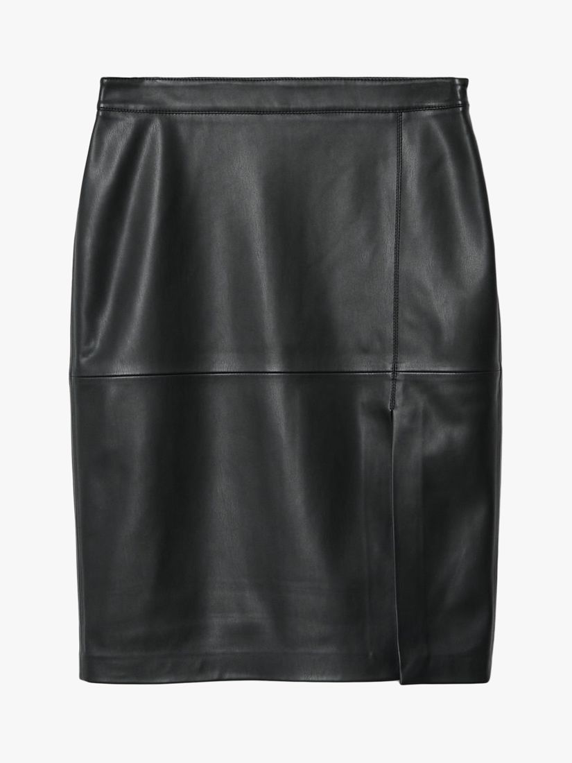 Mango Faux Leather Pencil Knee Length Skirt, Black at John Lewis & Partners