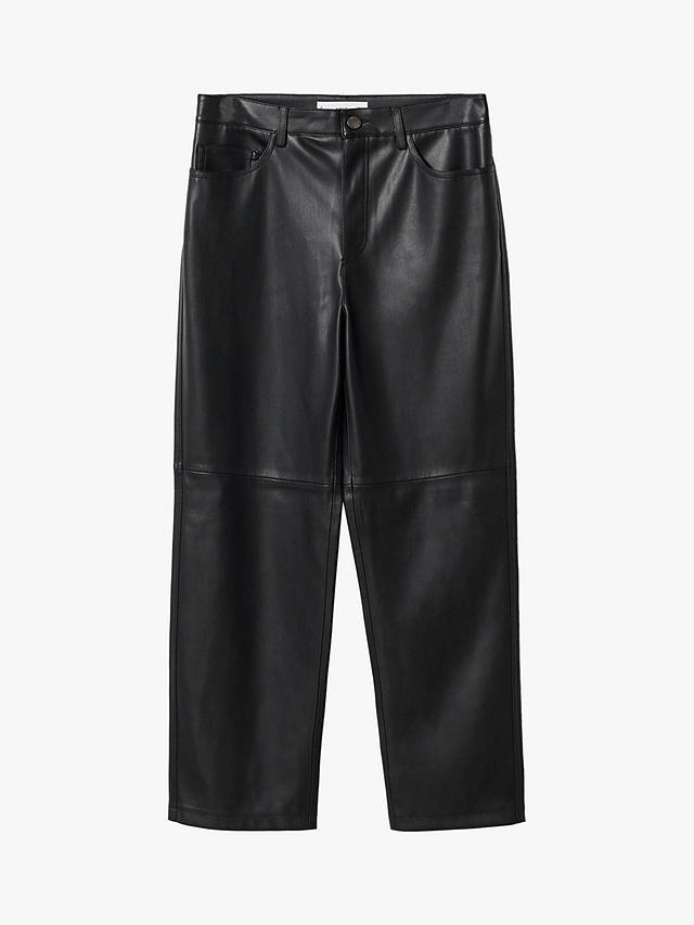 Mango Lille Faux Leather Trousers, Black at John Lewis & Partners