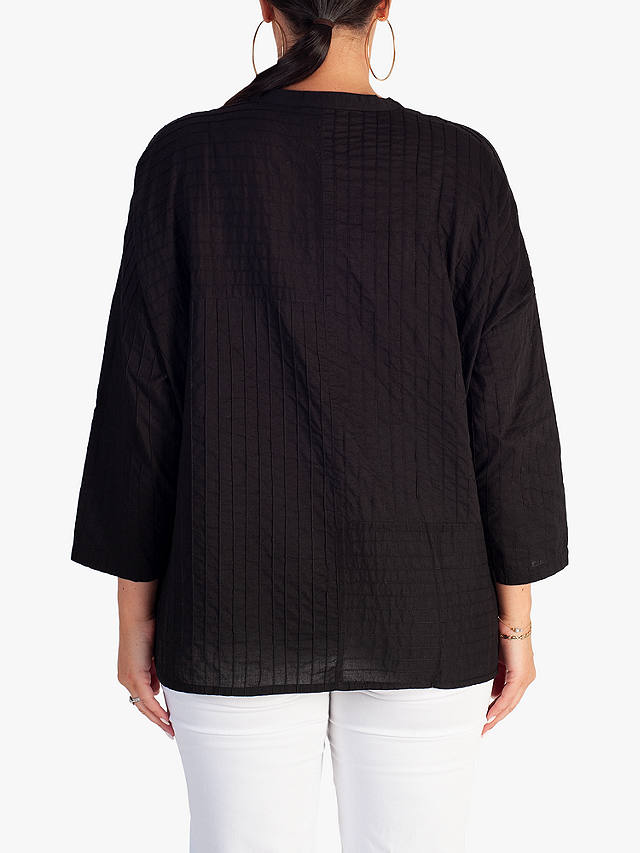 chesca Collarless Textured Shirt, Black