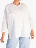 chesca Collarless Textured Shirt, White