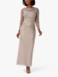 Adrianna Papell Studio Beaded Long Sleeve Maxi Dress, Marble