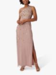 Adrianna Papell One Shoulder Beaded Maxi Dress, Stone