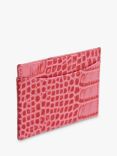 Whistles Shiny Croc Leather Card Holder, Pink