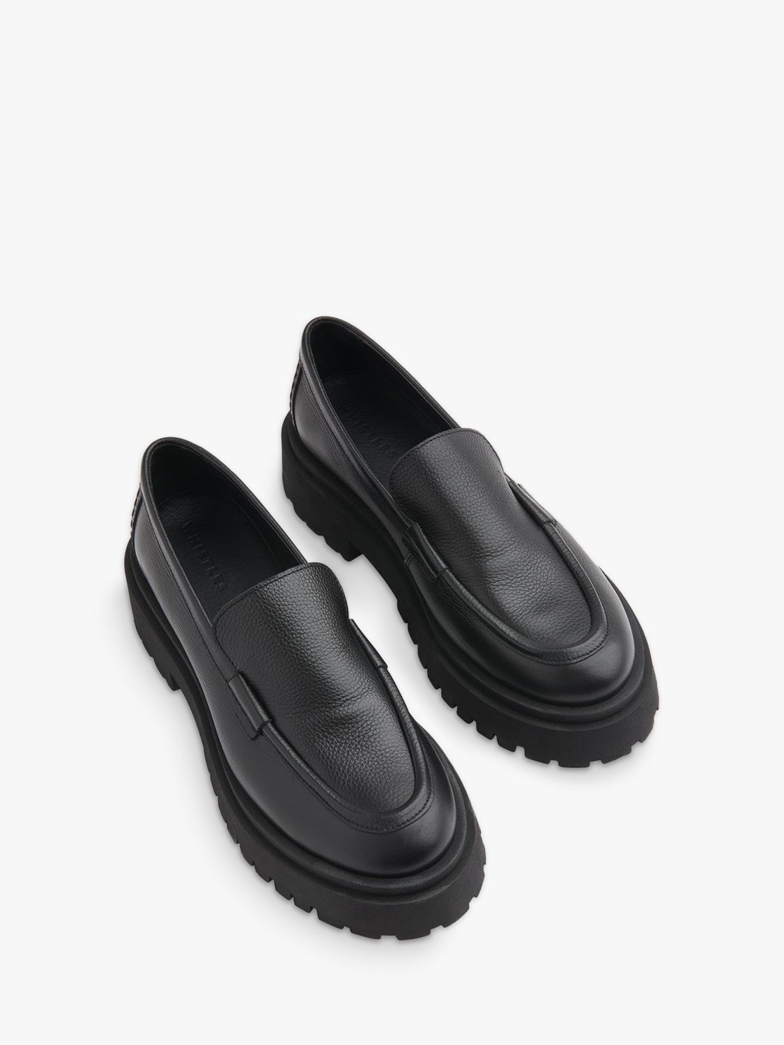 Whistles Aerton Leather Chunky Loafers, Black at John Lewis & Partners