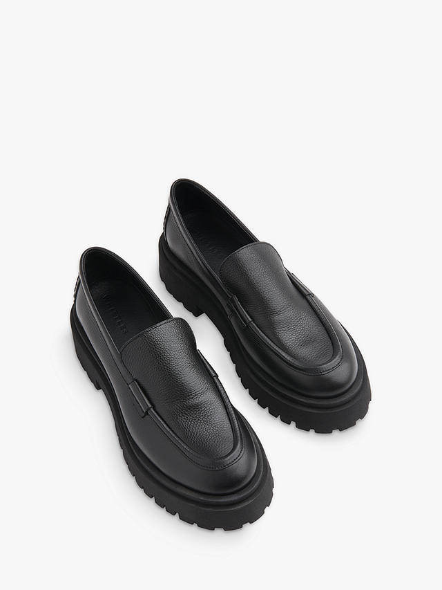 Whistles Aerton Leather Chunky Loafers, Black