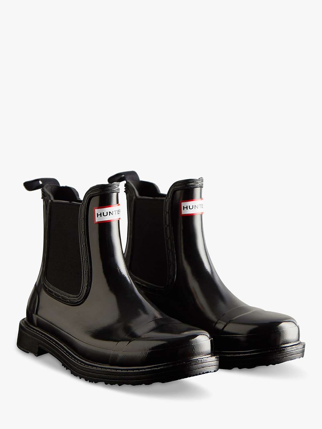Buy Hunter Commando Wellington Ankle Boots, Black Gloss Online at johnlewis.com