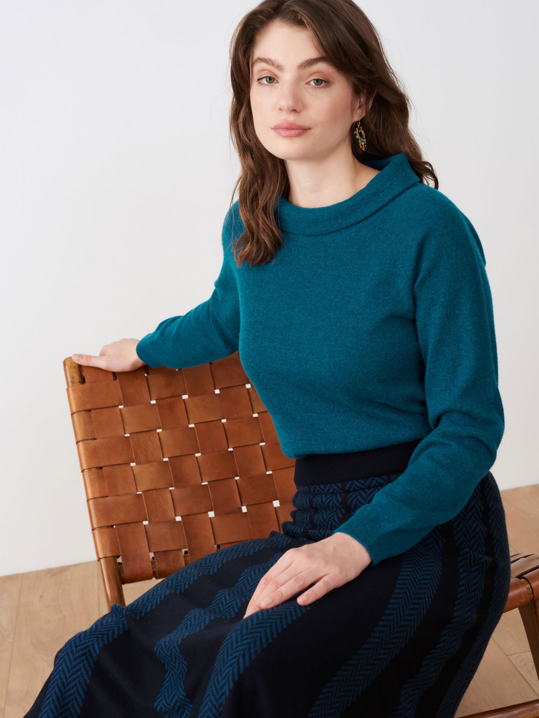 Brora Cashmere Hepburn Jumper, Ocean at John Lewis & Partners